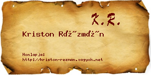 Kriston Rézmán névjegykártya